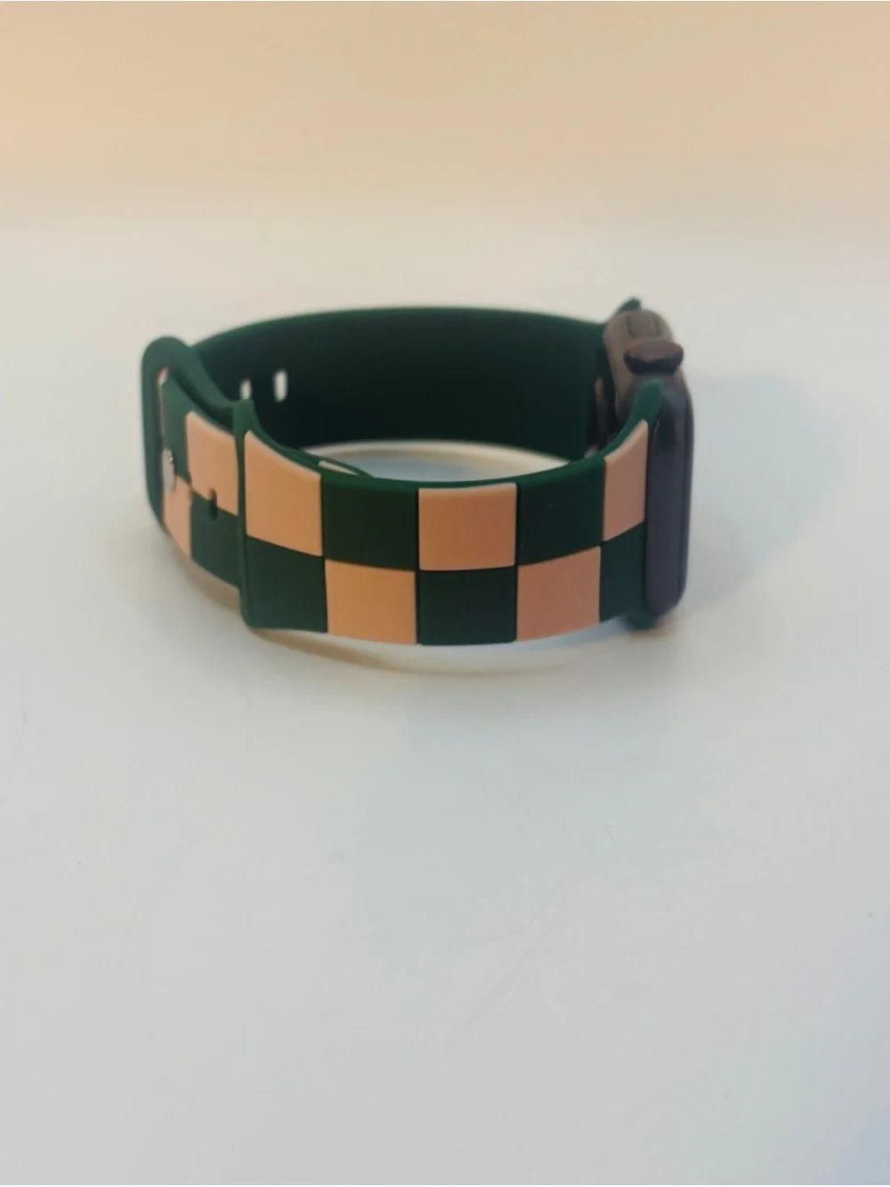 Apple Watch Band Green and Pink Checkerboard Silicone Strap